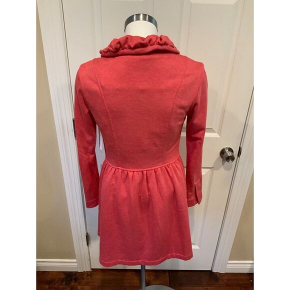 Nick & Mo Light Red Wooden Button Coat w/ Floral Patch, Size Small - Picture 6 of 7